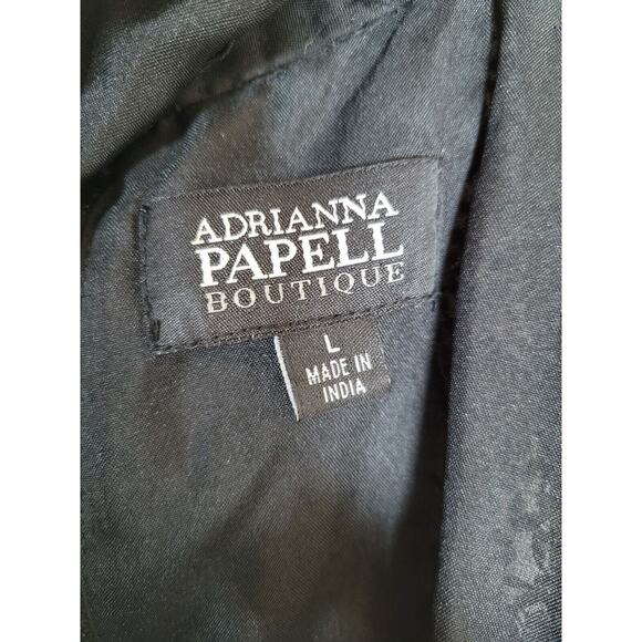 Adrianna Papell Womens Flower Silk Beaded Top Size Large Black Evening Formal - Picture 5 of 10